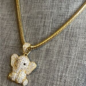 Sparkling Gold Baby Elephant Necklace